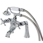 Kingston Brass KS288C Essex 7" Centers Deck Mount Clawfoot Tub Filler with Hand Shower, 7" Spread, Polished Chrome