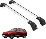 ERKUL Roof Rack Cross Bars for BMW X3 F25 2011-2017 | Aluminum Crossbars with Anti Theft Lock for Rooftop | Compatible with Flush Rails - Silver