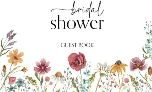 Bridal Shower Guest Book: Gift Log + Keepsakes & Photographs Section — Wildflower Boho Border White Cover Edition