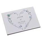 Large Personalised Wedding Guest Book Keepsakes, Signature Scrapbook, Photo Album Wedding Couple Dusty Blue Heart