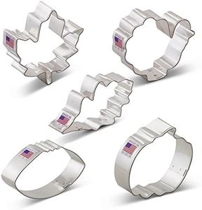 Fall Thanksgiving Cookie Cutters 5-Pc. Set Made in USA by Ann Clark, Maple Leaf, Turkey, Oak Leaf, Pumpkin, Football