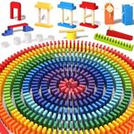 Migargle 1200 PCS Wooden Dominoes Set with 11 Extra Add-on Domino Blocks & Storage Bag - Bulk Dominos Racing Game for Kids | Educational Domino's-Themed Toy