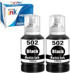 Compatible 502 Ink Refill Bottle Black Replacement for Epson 502 Black Ink for EcoTank ET-4760 Black Ink Refill ET-3850 ET-4850 ET-2760 ET-3760 ET-2850 ET-3750 ET-4750 ET-3830 ET-15000 Printer-2 Black