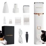 BarberBoss Cordless Dog Clipper - Grooming Kit for Smaller Pets with Sleek Design, Trimmer, Grinder & Small Heads, 3 Comb Attachments, Adjustable Lengths & Red/Green Light Indicators, QR-9091