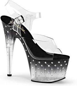 Pleaser Stardust-708t, Tacchi Sandali Donna, Clr Blk Clr, 37 EU