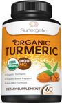 USDA Certified Organic Turmeric Supplement – Includes Organic Turmeric & Organic Black Pepper – 1,400mg of Turmeric per Serving - 60 Count (Pack of 1)