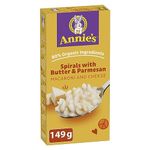 ANNIE'S - MACARONI AND CHEESE Spirals with Butter and Parmesan, No Artificial Flavours or Synthetic Colours, Contains Real Cheese and Milk Ingredients, 80% Organic Ingredients, 149 Grams Package