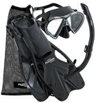 Phantom Aquatics Phantom Aquatics Adult Speed Sport Mask Fin Snorkel Set, Black, S/M, US 6-8