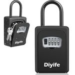 Diyife Key Safe, [Weatherproof] Portable Lock Box for Keys Outdoor with Removable Shackle, Door Handle & Wall Mounted Combination Key Lock Box for Home Office Garage School Airbnb (Black)