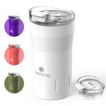 Santeco Travel Coffee Mug Insulated Coffee Cups with Flip Lid, Stainless Steel Leak Proof, Double Wall Vacuum Tumbler, Reusable to Go Mug for Hot/Ice Coffee Tea