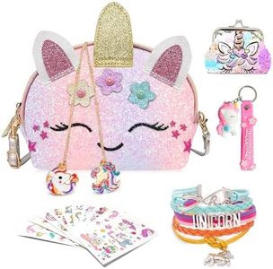 Purse for Little Girls,Girls Jewelry Pretend Play,Unicorn Gifts for girls,Crossbody Bags for Kid,Unicorn Makeup Bag,Dress Up Jewelry Pretend Play Kids Accessories