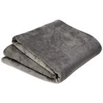 Olivia Rocco Flannel Fleece Throw Blanket Super Soft Warm Fluffy for Bed Sofa Couch Chair Lightweight and Cozy Solid Design, 130 x 150 cm Charcoal