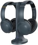 Avantree Duet - Dual Wireless Headphones for TV Watching with Transmitter/Charging Stand 2-in-1, Clear Dialogue Mode & Volume Boost for Seniors, Scalable to 100 Headphones - Blue