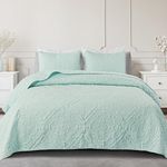 Exclusivo Mezcla Quilt Set King Size, Lightweight Vintage Quilts Bedspreads Coverlets with Pillow Shams, Soft King Quilt Bedding Set for All Seasons, (104"x96", Aqua Blue)