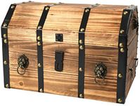 Vintiquewise Large Wooden Decorative Pirate Lockable Trunk with Lion Rings