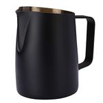 Dianoo Espresso Steaming Pitcher, Espresso Milk Frothing Pitcher Stainless Steel, Coffee Latte Art Cup 420ML Black