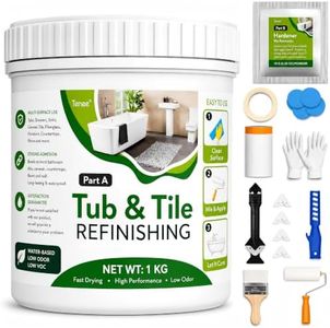 35oz White Tub and Tile Paint, Tub and Tile Refinishing Kit with 8 Tools, Semi-Gloss Bathtub Paint for Bathroom, 50-60sq.ft, Low Odor Bathtub Refinishing Kit for Fiberglass, Sink, Kitchen, Shower