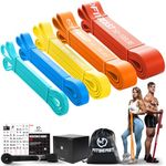 FitBeast Resistance Bands Set, 5 Levels Pull Up Bands for CrossFit, Powerlifting, Muscle Building, Home Gym Workout, Stretching, Stretch Bands with Door Anchor & Carry Bag