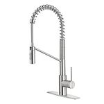 KRAUS Spot Free Oletto™ Single Handle Pull Down Commercial Kitchen Faucet in All-Brite™ Stainless Steel Finish