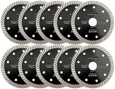 SHDIATOOL Super Thin Diamond Turbo Blade 10PCS 4.5 Inch Cutting Porcelain Ceramic Tile Granite Dia 115mm