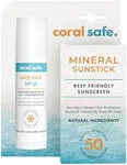 Reef Safe Sunscreen SPF 50 Facestick - Biodegradable, Hawaii & Mexico Approve, Zinc, Vitamin E, Oxybenzone & Octinoxate Free, Water Resistant, Natural Ingredients, Made in USA by Coral Safe