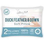 Bellatela Soft Duck Feather Pillows 2 Pack (48x74) | Hotel Quality Down Pillows - Support Neck & Back - Front Sleeper - Washable & Hypoallergenic