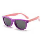 HMILYDYK Boys and Girls Kids Sunglasses Rubber UV400 Flexible Frame Polarized Sunglasses for Kids Ages 3-10, Purple Pink