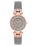 Anne Klein Women's Leather Strap Watch, Grey/Rose Gold, 10/9442GYGY