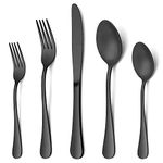 Matte Black Cutlery Set, LIANYU 20 Piece Stainless Steel Black Flatware Set for 4, Fancy Silverware Tableware Set for Home Restaurant Party, Satin Finish, Dishwasher Safe