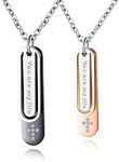 Rockyu His and Her Necklace for Couples Set Silver Stainless Steel Chain 18 20 Inch Cross Pendant for Men Women with Cubic Zirconia Engraved You Are My Life Valentine's Day Gift, Stainless Steel, No