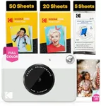 Kodak Printomatic Full-Color Instant Print Digital Camera - 75 Sheets Bundle - Prints On Zink 2x3 Sticky-Back Photo Paper - 5MP, Portable, Creative Fun Gift for Birthday, Christmas, Holiday - Grey