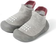 Bearbay Baby Sock Shoes Baby Walking Shoes Infant Non-Slip Breathable Slippers with Soft Rubber Sole Baby Boys Girls Sneakers Grey