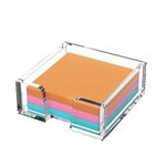 BEEGO Sticky Note Holder Organizer - 3x3 in Crystal Clear Acrylic Notepad Holder Acrylic Sticky Note Dispenser Cute Memo Holder (NO PADS) for Dorm Room Office Desk Organization