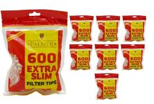 PALMER Extra Slim Filter Tips - 8 Packs (600 Tips Each) Total of 4800 Tips Resealable Bag