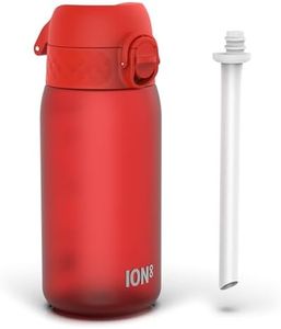 ION8 Kids Water Bottles With Straw, BPA Free, Leakproof, Dishwasher Safe, Small Boys, Girls & Toddler Water Bottle,Kids Drinks Bottle for School Lunch Box, Red, 350ml/12oz