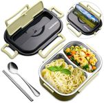 Reluen Lunch Containers for Adults - Office Adult Lunch Containers with Compartments Lunch Box - Lunch Box Accessories - Stainless Steel Food Containers Tray