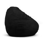 Big Joe Lotus Foam Filled Teardrop Bean Bag Chair with Removable Cover, Black Plush, 4ft Big