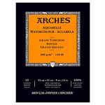 ARCHES 23 x 31 cm 300 GSM Rough Grain Short Side Glued Pad Watercolour Paper - Natural White (Pack of 12 Sheets)