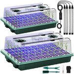 SZSJA Seed Starter Tray with Grow Light, 2 Packs 80 Cells Seed Starting Kit Seedling Starter Trays with Grow Lights, Plant Germination Trays with Humidity Dome Plant Starter Kit