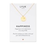 LUUK LIFESTYLE Stainless steel necklace with pendant and HAPPINESS card, 20” adjustable length, lucky charm, friendship chain, Valentine's Day gift, birthday, women's jewelry, silver, gold, rosegold,