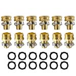 SaferCCTV Garden Hose Connector with Clamps, Brass Repair Kit Male/Female Hose Fittings Set, for 3/4" and 5/8" Garden Hose Fittings, 6Set