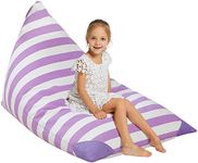 Aubliss Stuffed Animal Storage Bean Bag Chair Cover for Kids, Girls and Adults, Beanbag Cover Only, 23 Inch Long YKK Zipper, Premium Cotton Canvas, Xmas Gift Ideas(Purple Stripe)