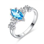 YAZILIND Brilliant Blue Cubic Zirconia Ring Rhinestone Platinum Plated Engagement for Women Size L