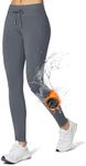 BALEAF Women's Thermal Warm Leggings Winter Fleece Lined Waterproof Tights High Waisted Ski Snow Hiking Pants with Pockets Dark Grey XS