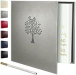 Rdylymx Large Photo Album Self Adhesive Scrapbook Album for 5x3 6x4 7x5 10x8 Pictures,60 Pages Leather Cover DIY Photo Book,Ideal Gifts for Family Travel Wedding Baby Grey