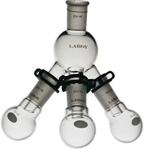 Laboy Glass 24/40 Receiver with 3pcs 50mL RBF & 3pcs Clips
