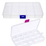 Organiser Box 2Pcs Small Craft Storage Boxes with Compartments Clear Plastic Storage Screw Box Earring Storage Containers Jewellery Box with Adjustable Dividers for Small Items Beads Tools Travel