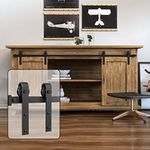 WINSOON 4FT Super Mini Sliding Barn Door Cabinet Hardware Kit for Double Doors TV Stands Small Wardrobe Cabinets, J Shape Hanger (NO Cabinet)