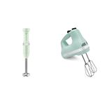 KitchenAid Variable Speed Corded Hand Blender KHBV53PT + KitchenAid KHM512IC 5-Speed Ultra Power Hand Mixer (Ice Blue, 1)