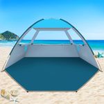 COMMOUDS Beach Tent for 6-7 Person, UPF 50+ Beach Shelter, Lightweight & Easy Set Up and Carry Family Sun Shade Tent Event Shelter for Camping, Fishing, Picnic, Outdoor